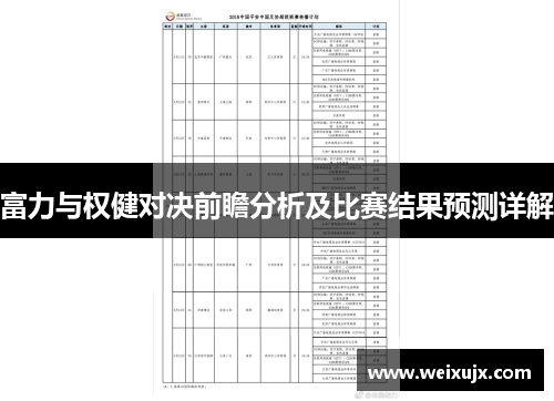 富力与权健对决前瞻分析及比赛结果预测详解